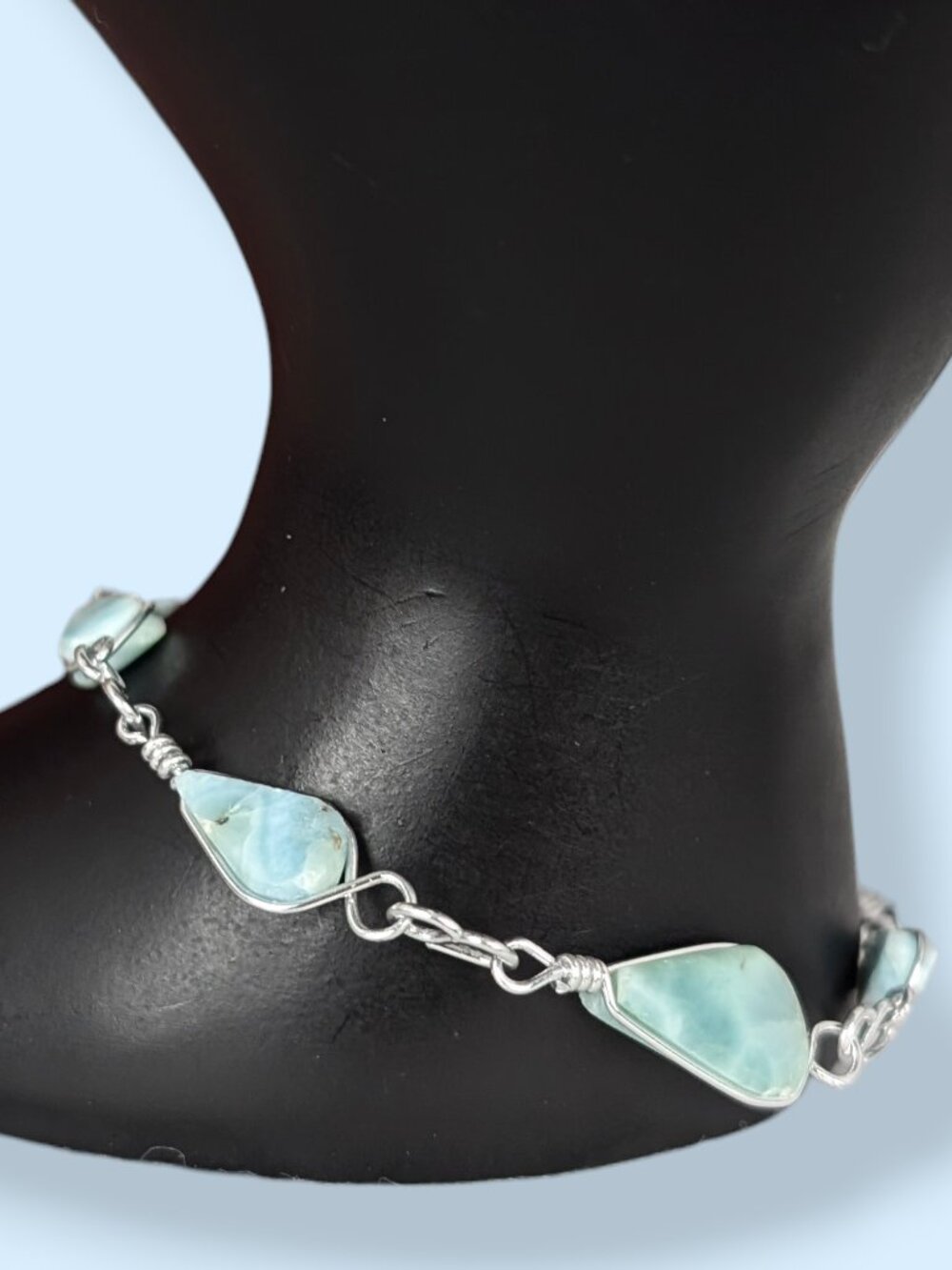 Larimar Wrapped Stone Link Bracelet